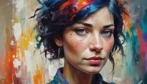 Arte Abstracto de Retrato con Colores Vibrantes ilustrasuralq
