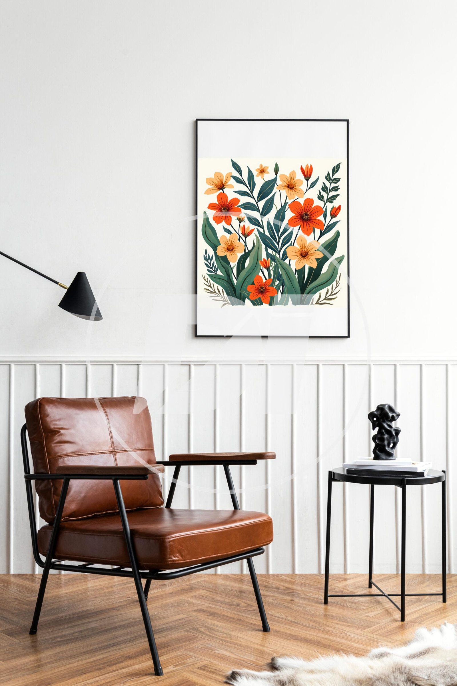 Arte Botánico con Flores Naranjas y Amarillas - Imagen 2