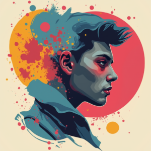 Arte Contemporáneo con Retrato y Salpicaduras de Pintura ilustrasuralq