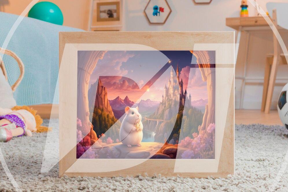 Arte de Fantasía Hamster y Castillo Mágico al Atardecer - Imagen 2