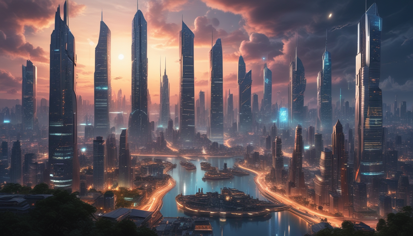 Atardecer en la Metropolis del Futuro ilustrasuralq