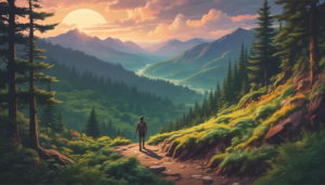 Atardecer sobre Sendero de Montaña ilustrasuralq