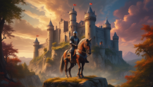 Caballero Medieval Frente a Castillo ilustrasuralq