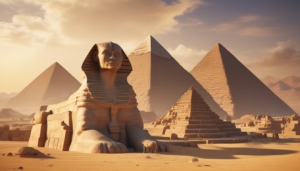 Esfinge y Pirámides de Giza al Atardecer ilustrasuralq