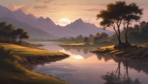 Hermoso Atardecer sobre el Valle y el Río ilustrasuralq