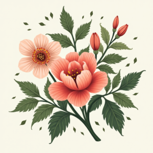 Ilustración de Flores Rosas y Verdes para Decoración ilustrasuralq