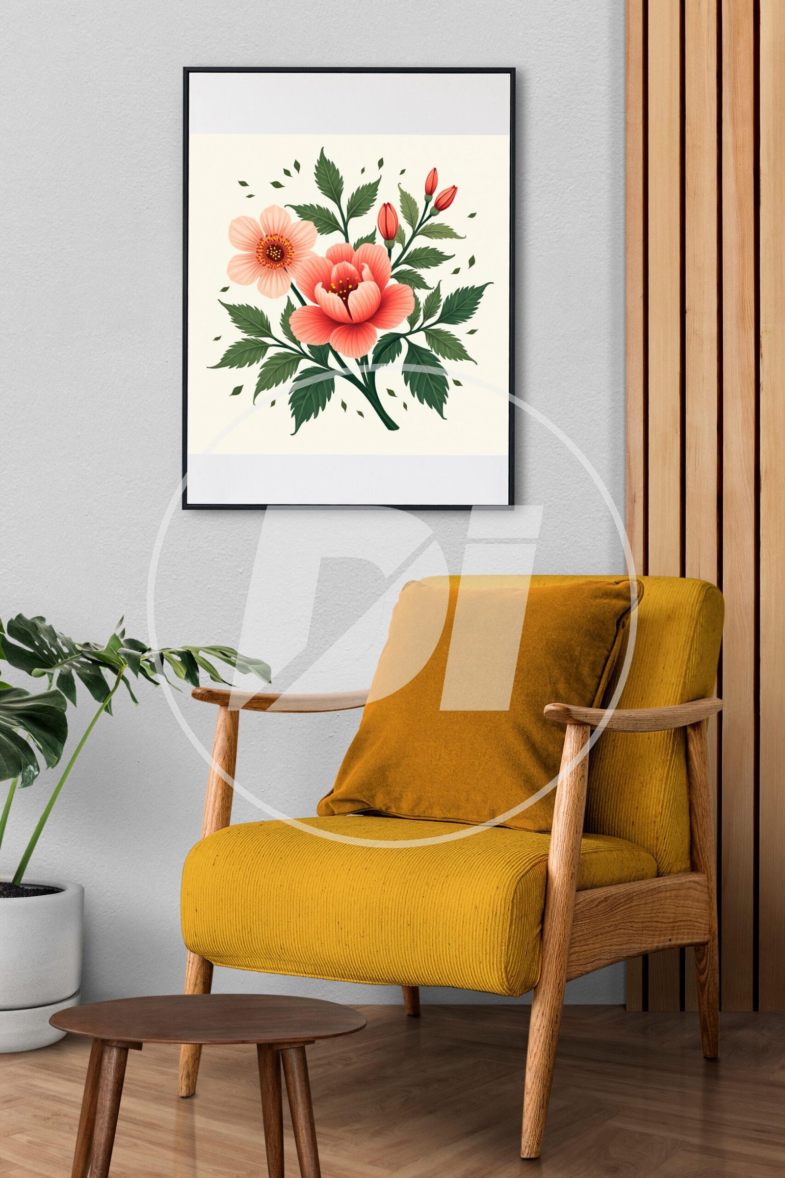 Ilustración de Flores Rosas y Verdes para Decoración - Imagen 2