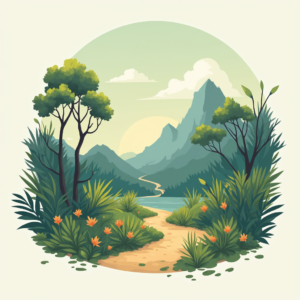 Ilustración de Naturaleza con Montañas y Sendero ilustrasuralq