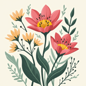 Lámina Decorativa de Flores para Hogar ilustrasuralq