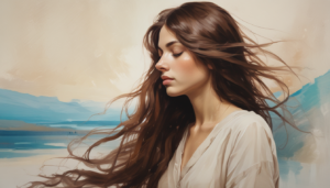 Retrato de Mujer con Cabello al Viento ilustrasuralq