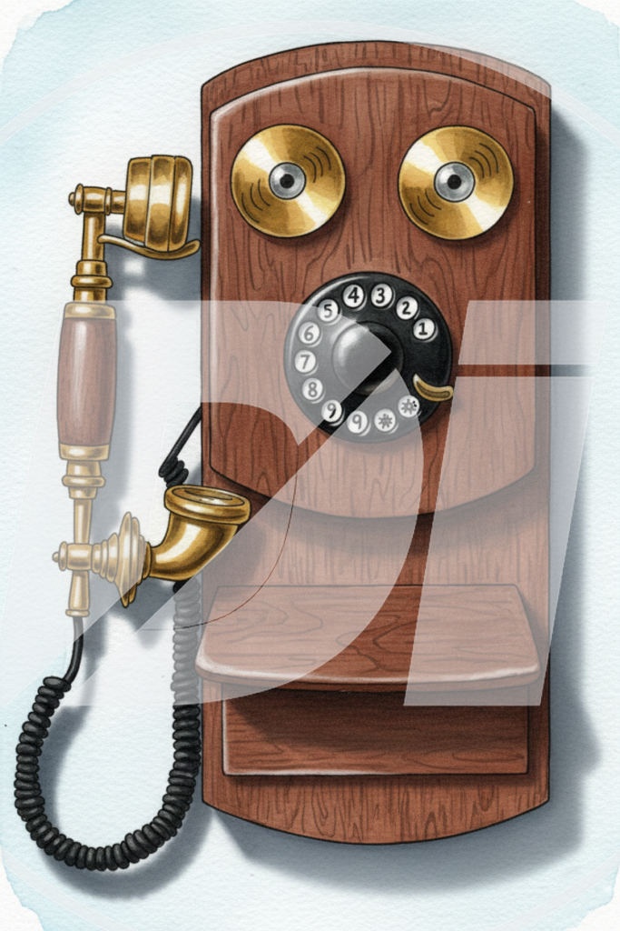Teléfono de Madera Antiguo