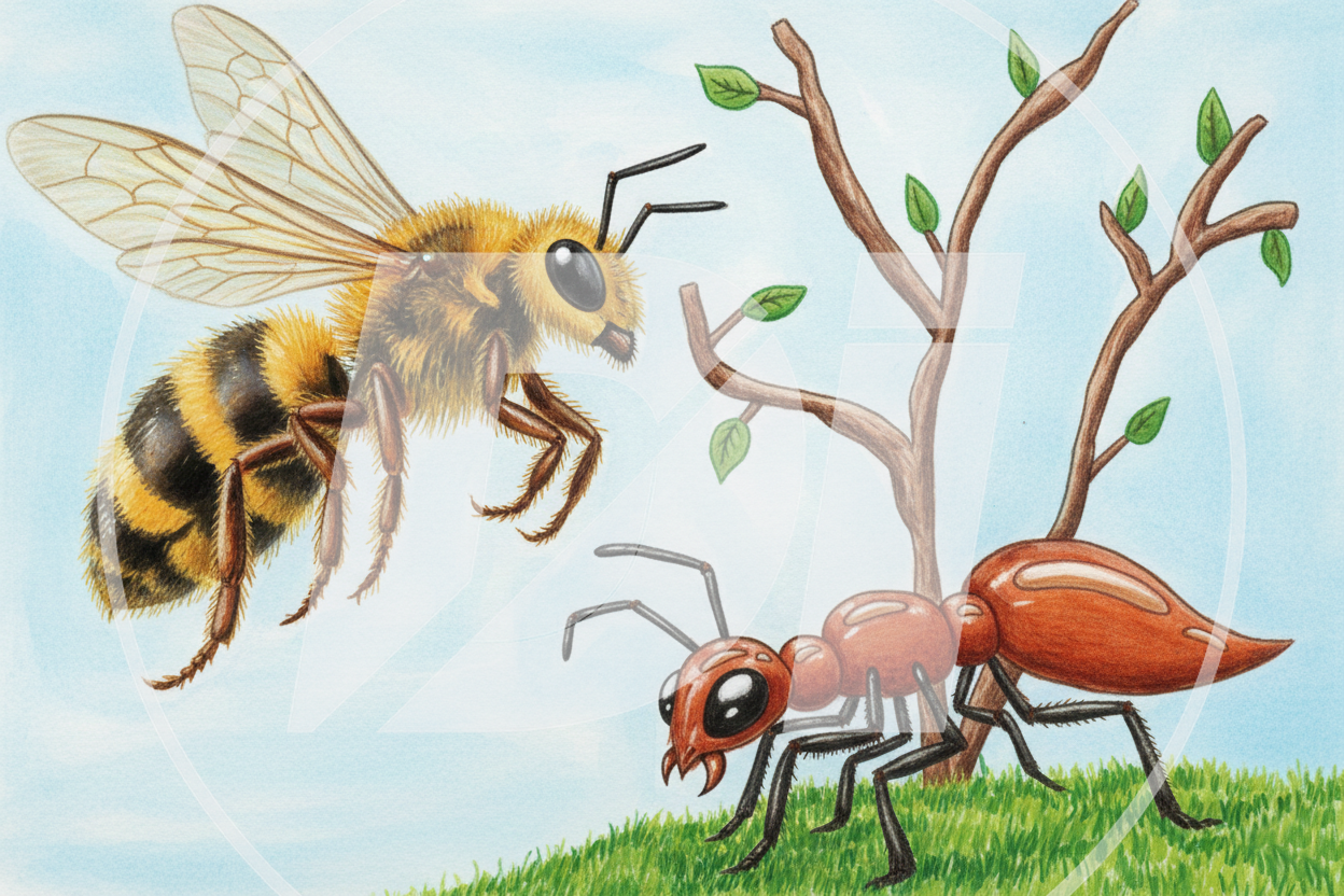 Abeja y homriga
