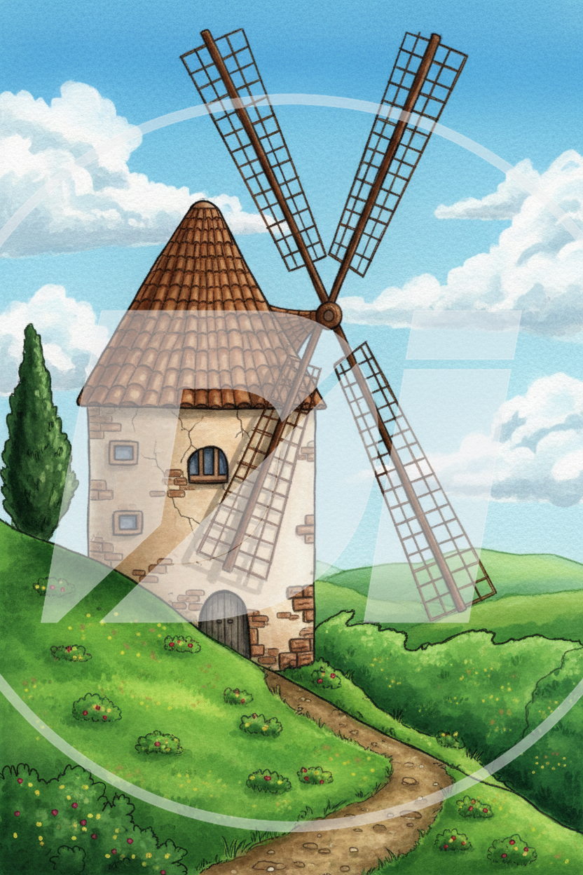 Paisaje con molino