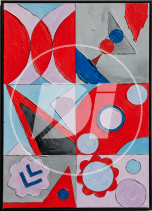 Composicion roja y azul di