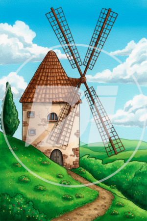 Paisaje con molino di