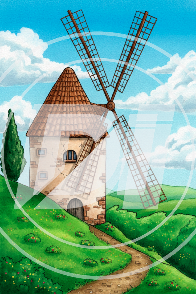 Paisaje con molino di